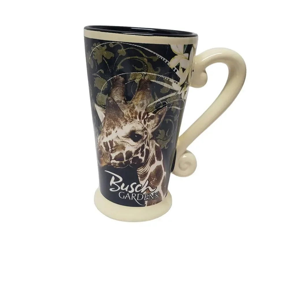 Busch Gardens Large Giraffe Glass Coffee Mug Theme Park Souvenir Cup